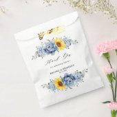 Sunflower Dusty Blue Slate Peony Floral Wedding Bedankzakje (Gezegeld)