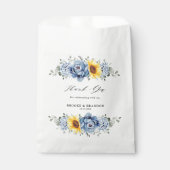 Sunflower Dusty Blue Slate Peony Floral Wedding Bedankzakje (Voorkant)