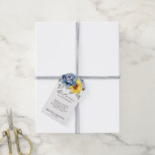 Sunflower Dusty Blue Slate Peony Floral Wedding Cadeaulabel (Met Touw)