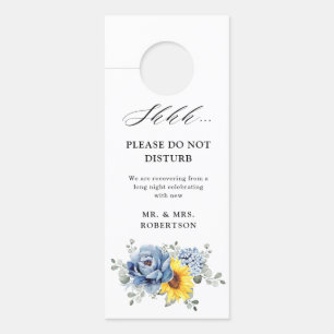 Sunflower Dusty Blue Slate Peony Floral Wedding Deurhanger