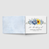 Sunflower Dusty Blue Slate Peony Floral Wedding Gastenboek (Volledig)