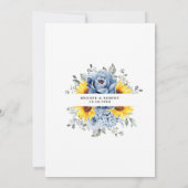 Sunflower Dusty Blue Slate Peony Floral Wedding Kaart (Achterkant)