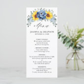 Sunflower Dusty Blue Slate Peony Floral Wedding Menu (Staand voorkant)