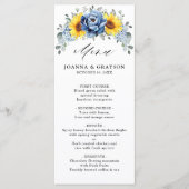 Sunflower Dusty Blue Slate Peony Floral Wedding Menu (Voorkant)