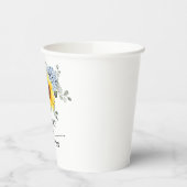 Sunflower Dusty Blue Slate Peony Floral Wedding Papieren Bekers (Links)