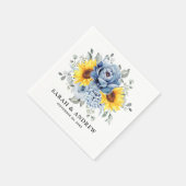 Sunflower Dusty Blue Slate Peony Floral Wedding Servet (Hoek)
