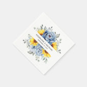 Sunflower Dusty Blue Slate Peony Floral Wedding Servet (Hoek)