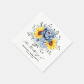 Sunflower Dusty Blue Slate Peony Floral Wedding Servet (Hoek)