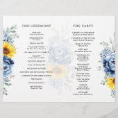 Sunflower Dusty Blue Slate Peony Wedding Programme (Achterkant)