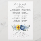 Sunflower Dusty Blue Slate Peony Wedding Programme (Achterkant)
