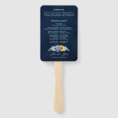 Sunflower Dusty Blue Slate Peony Wedding Programme Handwaaier (Achterkant)