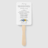 Sunflower Dusty Blue Slate Peony Wedding Programme Handwaaier (Achterkant)