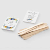 Sunflower Dusty Blue Slate Peony Wedding Programme Handwaaier (Niet-gemonteerd)