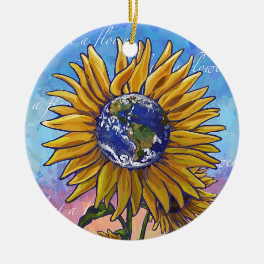 Sunflower Earth Art Keramisch Ornament (Voorkant)