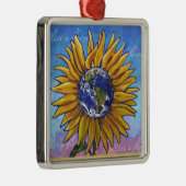 Sunflower Earth Art Metalen Ornament (Rechts)