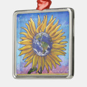 Sunflower Earth Art Metalen Ornament (Links)