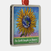 Sunflower Earth Art Metalen Ornament (Rechts)