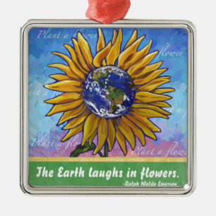 Sunflower Earth Art Metalen Ornament