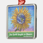 Sunflower Earth Art Metalen Ornament (Links)