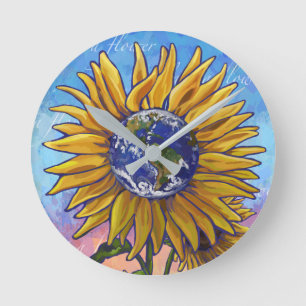Sunflower Earth Art Ronde Klok