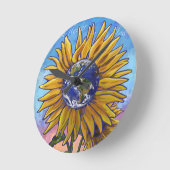 Sunflower Earth Art Ronde Klok (Hoek)