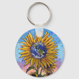 Sunflower Earth Art Sleutelhanger