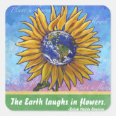 Sunflower Earth Art Vierkante Sticker (Voorkant)