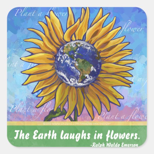 Sunflower Earth Art Vierkante Sticker (Voorkant)