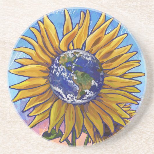 Sunflower Earth Art Zandsteen Onderzetter (Voorkant)
