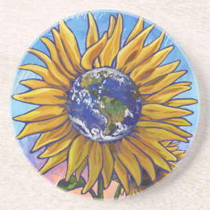 Sunflower Earth Art Zandsteen Onderzetter