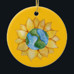Sunflower Earth Day Sunny Summertime Earthy        Keramisch Ornament<br><div class="desc">Sunflower Earth Day Sunny Summertime Earthy            watercolor</div>