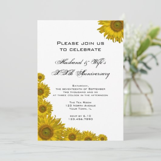 Sunflower Edge Wedding Jubileum Party Kaart (Staand voorkant)