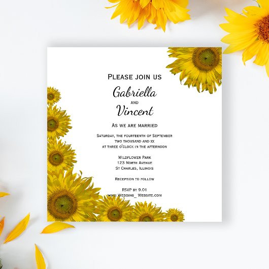 Sunflower Edge Wedding Kaart