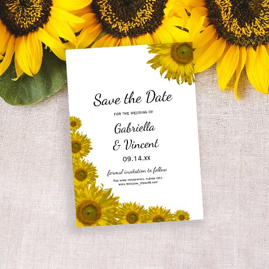 Sunflower Edge Wedding Save the Date Announding Kaart