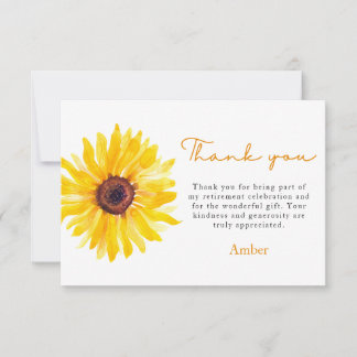 Sunflower Educator's Retirement Thank You Card Bedankkaart