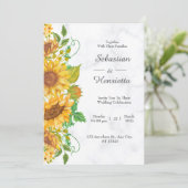 Sunflower Elegant Rustic Gold Wedding-uitnodiging Kaart (Staand voorkant)