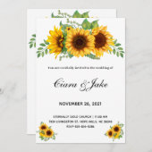 Sunflower Elegant Rustic Wedding Invitation Kaart (Voorkant / Achterkant)
