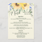Sunflower Elegant Waterverf Wedding Menu (Voorkant)