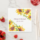 Sunflower Elegant Waterverf Wedding Napkins Servet (Insitu)