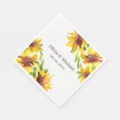 Sunflower Elegant Waterverf Wedding Napkins Servet (Hoek)