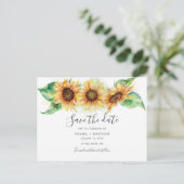 Sunflower Elegant Waterverf Wedding Save the Date Aankondigingskaart (Staand voorkant)