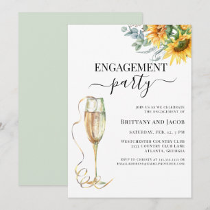 Sunflower Elegant Wedding Engagement Party Kaart