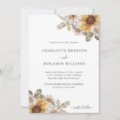 Sunflower Elegant Wedding Kaart (Voorkant)