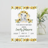 Sunflower Elephant baby shower Invitation (Staand voorkant)