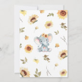 Sunflower Elephant Baby Shower Kaart (Achterkant)