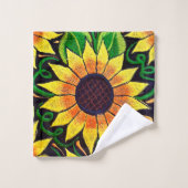 Sunflower Embroidery Mexican Art Bad Handdoek (Wasdoekje)