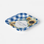 Sunflower en Blue Gingham I Do BBQ Papieren Bordje (Gebogen)
