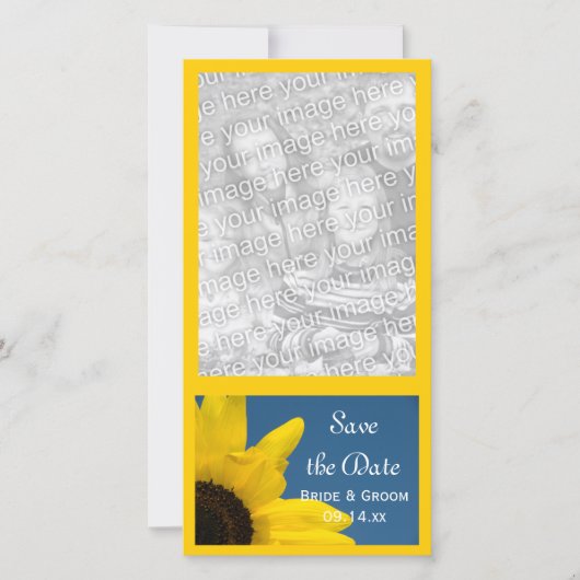 Sunflower en Blue Sky Wedding Save the Date (Voorkant)