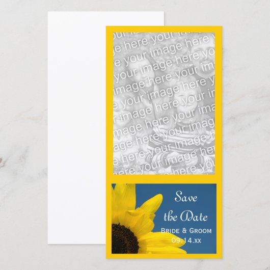 Sunflower en Blue Sky Wedding Save the Date (Voorkant / Achterkant)