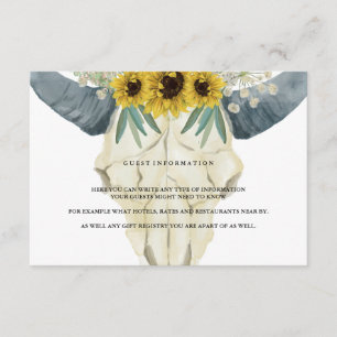 Sunflower en Bull Waterverf Gastinformatie Informatiekaartje